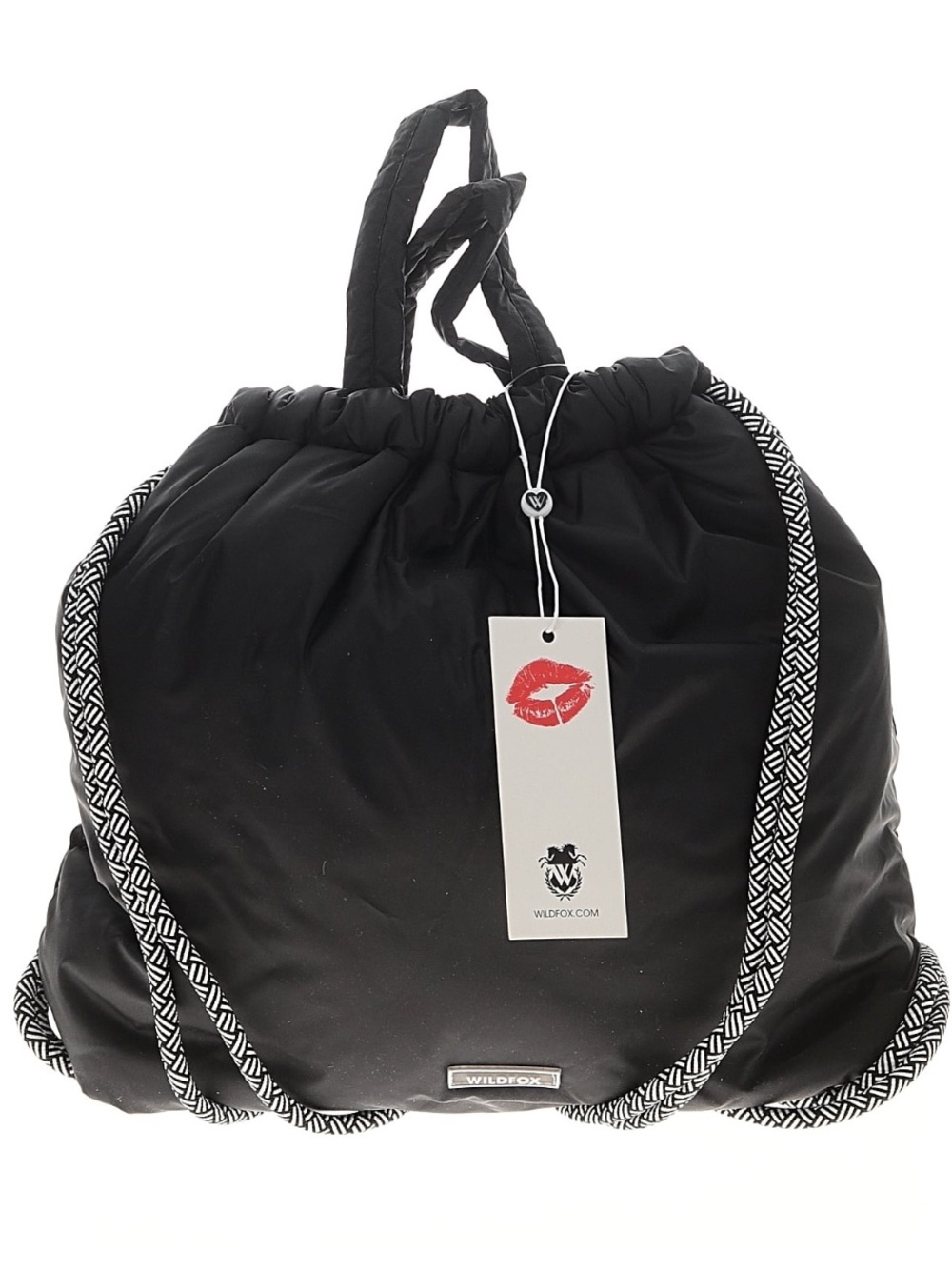 Wildfox Puffy Drawstring Backpack Tote Black NWT MSRP $60